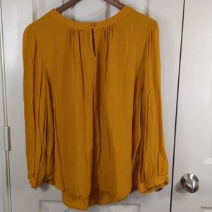 Loft Mustard Boho Peasant Blouse Size XXL